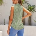 thumbnail image 3 of Green Floral Textured Pattern Design Blouses Women Bow Tops Elegant Sleeveless Office Work Shirt Casual Holiday Women's Tops, 3 of 6