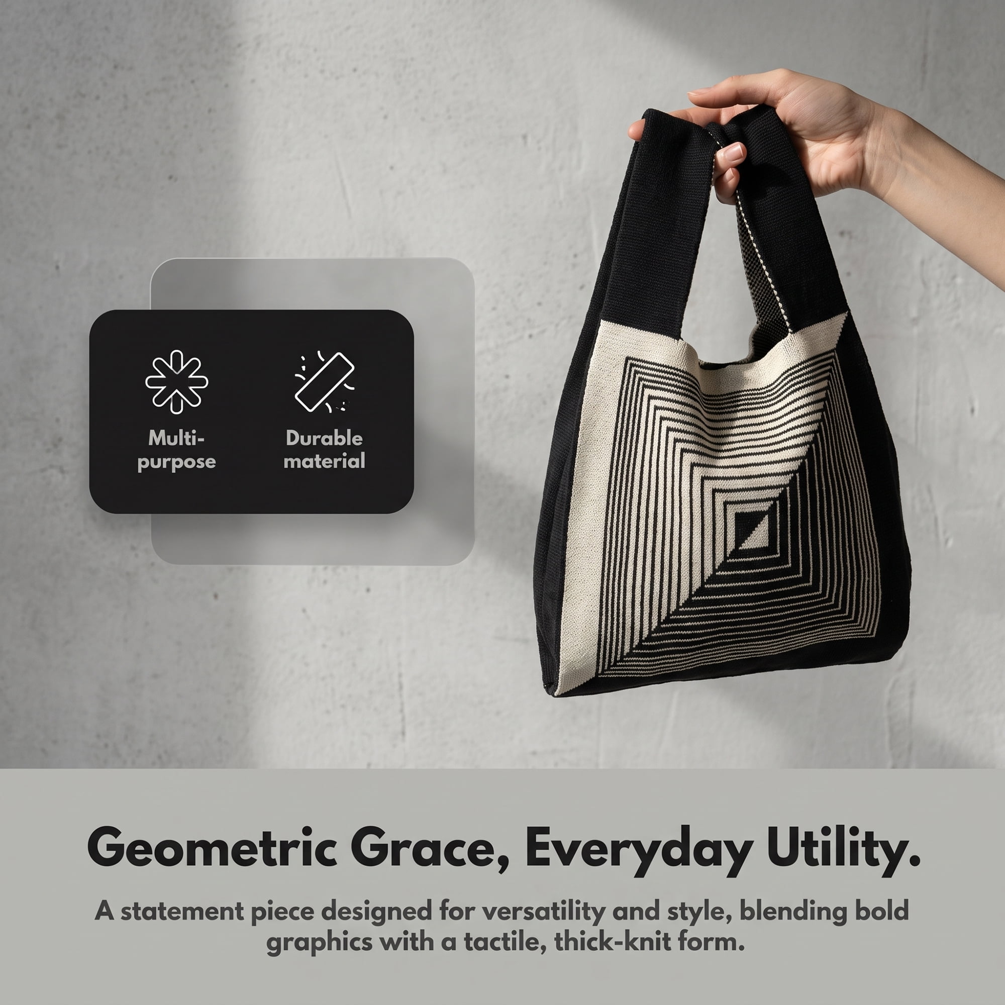Unique Bargains Geometric Gift Reusable Tote Bags with Handles 7.5" x 13.4" Grid