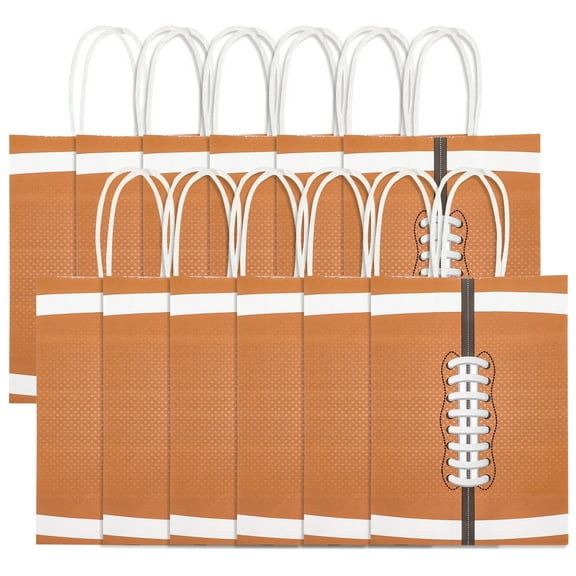 Raindrops Brown Kraft Paper Gift Bags with Handles for Party Favors and Storage Use 12pcs