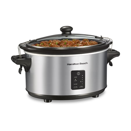 Hamilton Beach Programmable Stay or Go® Slow Cooker, 7 Quart Capacity, Silver, 33676