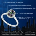thumbnail image 2 of Gem Stone King 10K White Gold Green Mystic Topaz and White Diamond Halo Engagement Ring for Women (1.30 Cttw, Gemstone Birthstone, Oval 8X6MM) | Size 6, 2 of 6