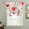 thumbnail image 2 of Valentines Balloon Curtains 63 Inch Length for Living Room/Bedroom, Pink Red Love Heart Green Botanical Spring Rod Pocket Privacy Door Curtains Decorative Tie Up Shade for Window 52"x63", 2 of 8