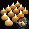 thumbnail image 1 of 12 velas flotantes LED sin llama, batería impermeable parpadeante LED luces de té flotan en el agua para bodas, fiestas, centro de mesa, piscina y spa (blanco cálido) brillar Electrónica, 1 of 5