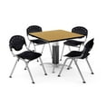 thumbnail image 2 of OFM Core Collection Breakroom Bundle, 42" Square Metal Mesh Base Multi-purpose Table in Oak, 4 Rico Stacking Chairs in Red (PKG-BRK-024-0020), 2 of 5