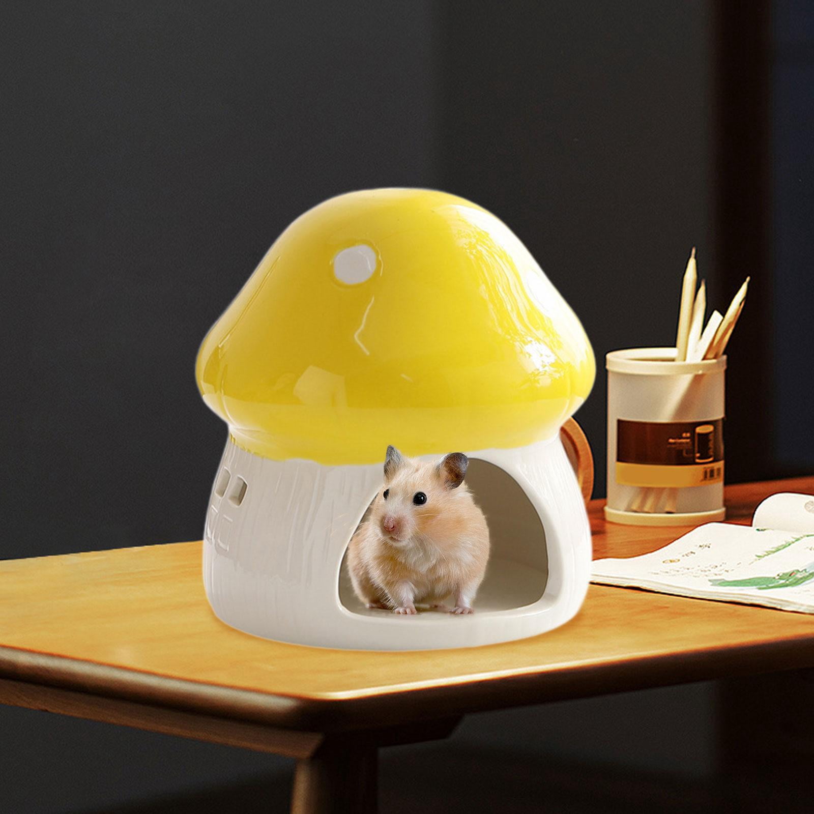 Bvdfgk Ceramic Hamster House Cave Creative Indoor Hideaway House Guinea Pig Hideout for Yellow
