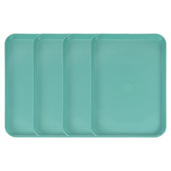 Uxcell4Pcs Plastic Serving Trays, 12.2 x 8.7 Inch Rectangle Food Trays Serving Cafeteria Trays for Kitchen Restaurant Coffee Fruit Burger Lunch Dessert, Dark Green