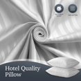 thumbnail image 3 of Hotel Grand - Almohadas de plumón de plumas suaves, tamaño king, juego de 2 paquetes de almohadas de cama de tela 100% algodón con tiras blancas para personas que duermen en todas las posiciones, 36 x, 3 of 4