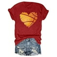 thumbnail image 3 of DDAPJ pyju Basketball Heart T Shirt for Women Funny Cute Graphic Tees Summer Short Sleeve Crewneck Tee Tops Basketball Mom Life Game Day T-Shirt Red M, 3 of 5