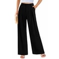 thumbnail image 2 of Pantalones PRETTYGARDEN Palazzo de Pierna Ancha, Cintura Alta, con Bolsillos, Negro, Talla L, 2 of 9
