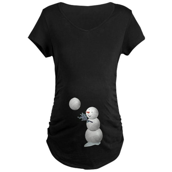 CafePress - Volleyball Snowman Maternity Dark T Shirt - Maternity Dark T-Shirt