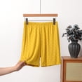 thumbnail image 2 of Shrysg Women's Plus Size Casual Pajama Shorts Summer Wide Leg Elastic Waist with Pockets Black Polka Dot Relaxed Fit Homewear Yellow, 2 of 9
