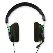 onn. Xbox Wired Video Gaming Headset with 3.5mm Connector, Flip-to-Mute Mic, Lightweight Steel - Black and Green