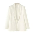 thumbnail image 1 of Blazer Vestes de Tailleur pour Femmes Unies à Boutons Col Rabattu Tendance Affaires Décontracté Veste Texturée avec Poches Blanc m, 1 of 5