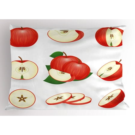 - Sweet Pillow Sham Yummy Chopped Apple Slices Juicy Fresh Fruits Delicious Nature Illustration Print, Decorative Standard Size Printed Pillowcase, 26 X 20 Inches, Cream Scarlet, by Ambesonne