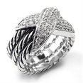 thumbnail image 1 of Rhodium Brass Ring with AAA Grade CZ, Clear - Size 6, 1 of 1
