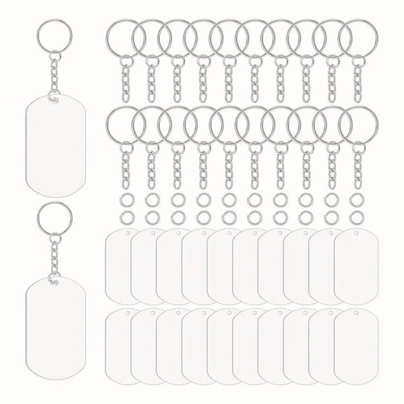 Acrylic Keychain Blanks Clear Ornament Blanks Set for DIY Keychain Crafts Jewelry Labels Gifts Packaging,1Set x Blank Acrylic Keychain,As Shown