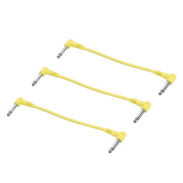 Cables de conexión para guitarra Unique Bargains 1/4 Pulgadas TRS Recto ángulo Amarillo Paquete de 3