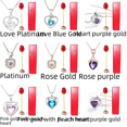 thumbnail image 2 of Colgante de diamante de cristal azul violeta en forma de corazón, elegante collar con cabeza de rosa, caja de joyería, regalo de San Valentín, 2 of 6