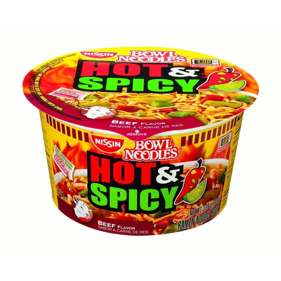 Nissin Foods, Bowl Noodle Hot & Spicy (Beef), 3.28 fl oz