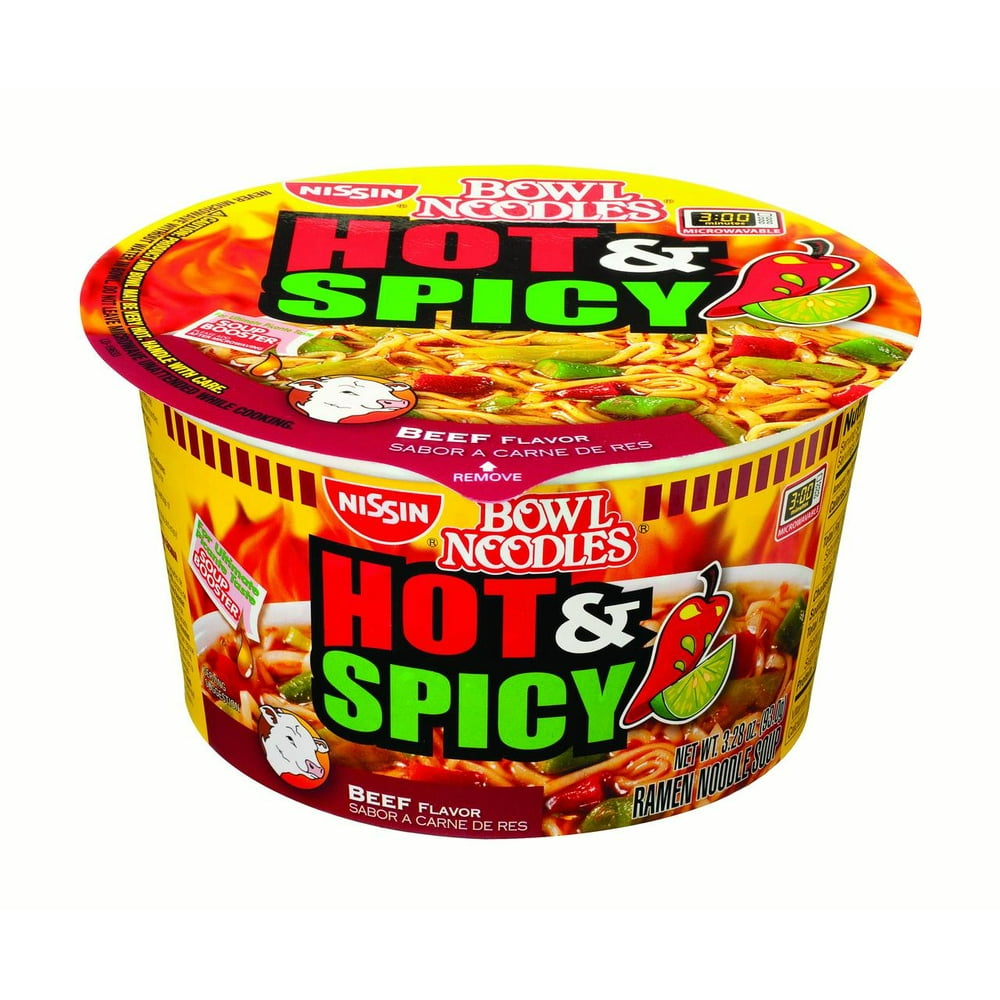 Nissin Foods, Bowl Noodle Hot & Spicy (Beef), 3.28 fl oz - Walmart.com