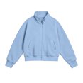 thumbnail image 7 of XRoczxe 5‑15 Years Old Kids Zip‑Up Sweatshirt Jacket, Boys Girls Solid Color Stand Collar Long Sleeve Fleece Jacket With Pockets & Thumb Hole Cuffs, 7 of 7
