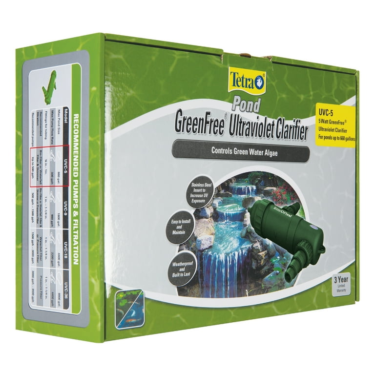 Tetra Pond GreenFree UV Clarifier, 5W, 660 Gallons, For Clean and
