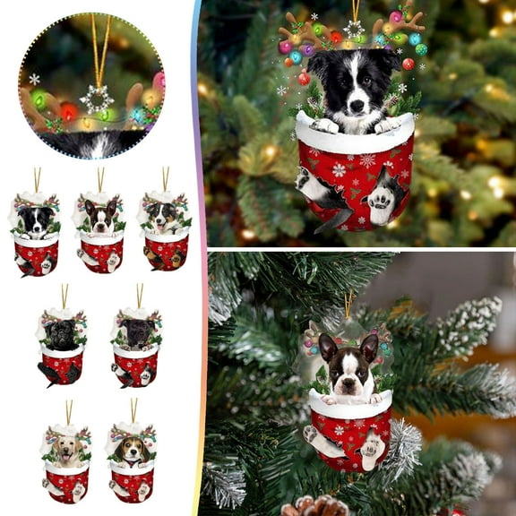 VerPetridure Christmas Stocking Dog Ornaments Cute Animals Christmas Tree Hanging Decorations Kids Gift Holiday Home Christmas Decor for Home Outdoor Yard Party Supplies