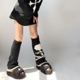 thumbnail image 4 of Calcetines góticos Punk hasta la rodilla para mujer, calentadores de piernas tejidos con esqueleto de calavera, 4 of 5