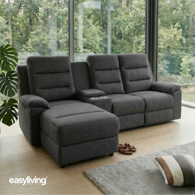 Sala Esquinera Reclinable Easy Living Dubai Gris Oxford