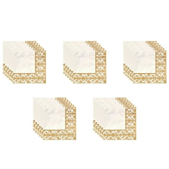 500Pcs Gold Printing Disposable Napkin Tissue Paper Printed Napkins for Restaurant and Hotel (Golden   White)