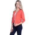 thumbnail image 3 of Cielo 1985 Women's Open Bolero Cardigan Sweater - cropped 3/4 sleeves lightweight - By The Simply Fashion orange L, 3 of 6
