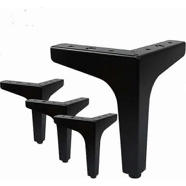 Set of 4 furniture legs up to 600kg, modern metal triangular table legs, hairpin furniture legs for cabinets, sofas, black (17cm)