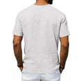 thumbnail image 4 of Domuza Mens Linen V-Neck Shirts Casual Short Sleeve Hippie Yoga Tops Lightweight Summer Beach Shirt White 2XL, 4 of 5