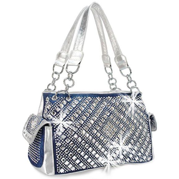 Zzfab Diamond Gem Rhinestone Concealed and Carry Purse Blue