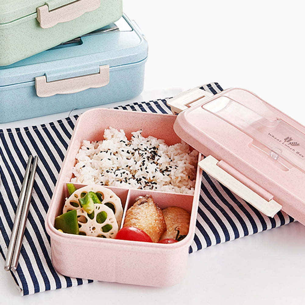 Bento Style Lunch Box - Wheat Straw Bento Box with Utensils, 3 Dividers, &  Flatware Storage - Microw…See more Bento Style Lunch Box - Wheat Straw
