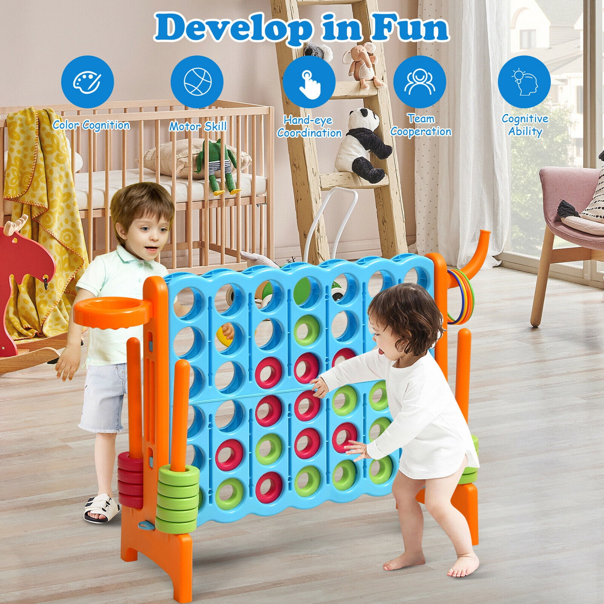 Gymax 2.5 Feet Basketball Hoop Ring Game 4-to-Score Giant Game Set Indoor and Outdoor