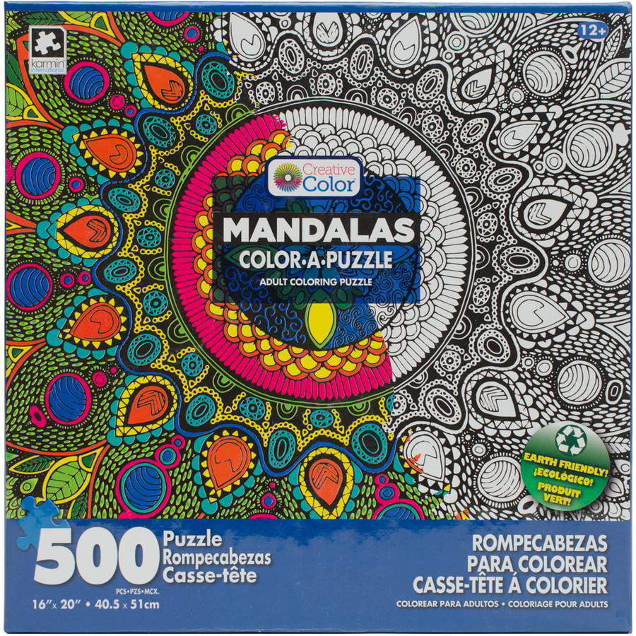 YL KARMIN® 500pc COLOR•A•PUZZLE Adult MANDALAS Coloring PUZZLE Jig Saw 500 PC 