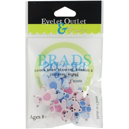 Eyelet Outlet Shape Brads 12/Pkg-Bear Pink & Blue