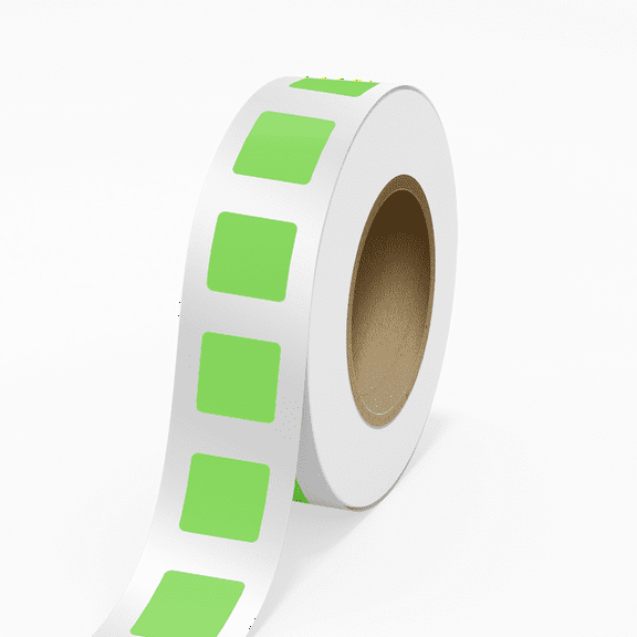 JAM Paper Standard Label Rolls, Square, 2 x 2, Neon Green, 125 Labels/Roll