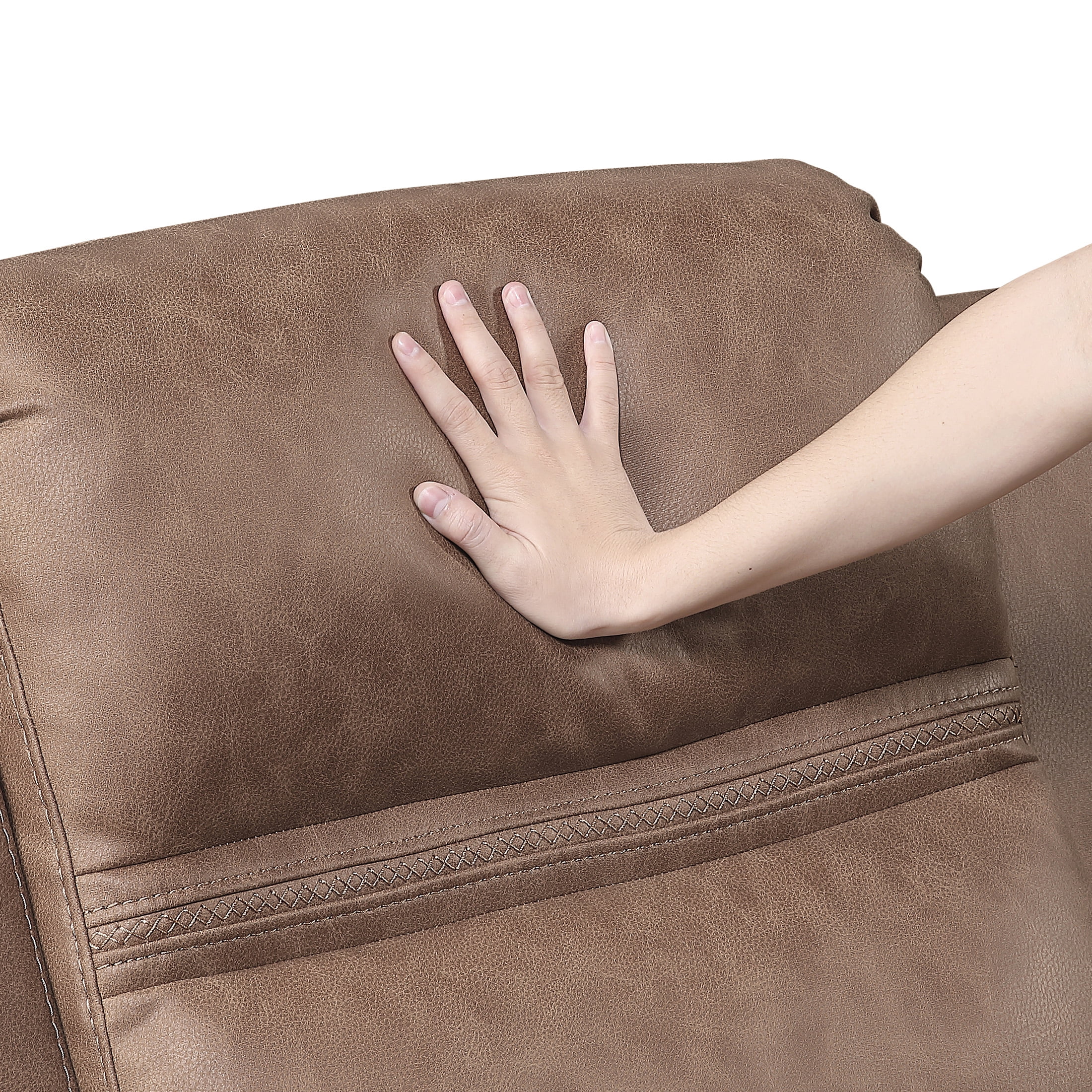 OakvillePark Vensley Microfiber Manual Double Reclining Love Seat with Center Console, Brown