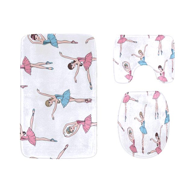 ABPHQTO Llevando una falda de ballet y una corona Juego de alfombras de baño de 3 piezas Alfombra de baño Alfombra de contorno y tapa de inodoro ABPHQTO Cont-CHAPPLE-38534