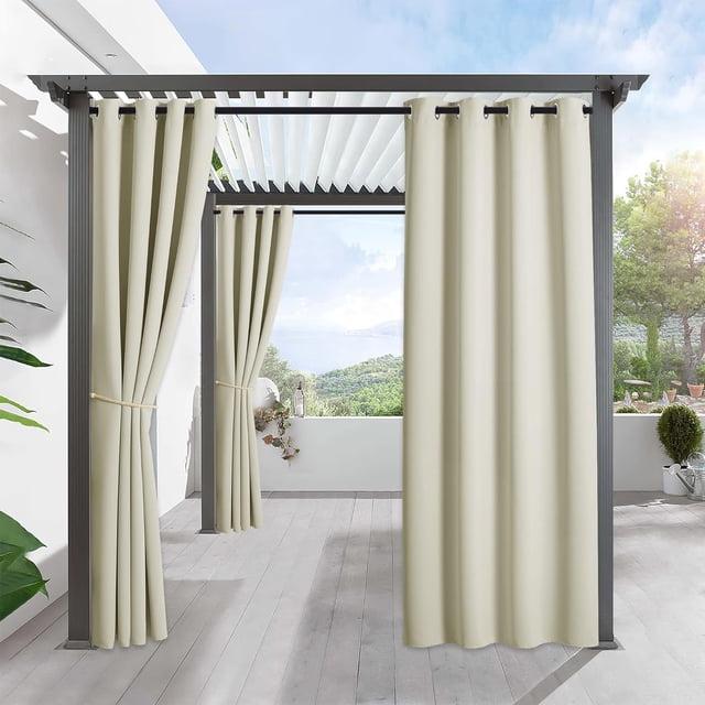 Rideau de Patio Extérieur - Tenture de Pergola Rideaux Intérieur Extérieur Groet Tenture pour Pavillon Gazebo Porche Porte Panneau es Grand x es Long Biscotti