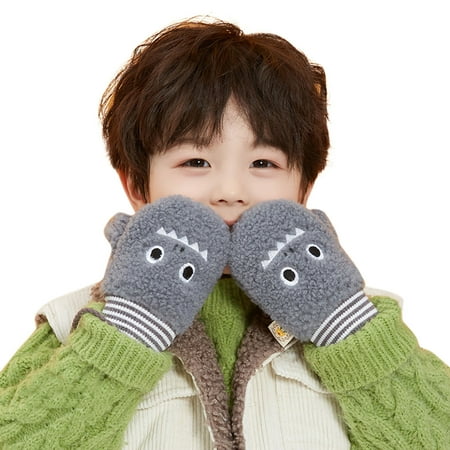 

QYZEU Fleece Gloves Kids Snow Gloves for Girls Toddlers Toddler Soft Fleece Cartoon Gloves Kids Baby Boys Girls Winter Warm Knit Fingerless Mittens