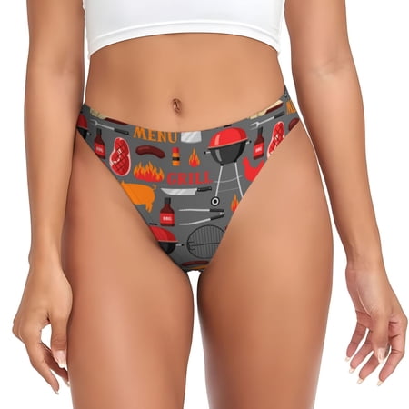 Sigee BBQ Icons for Women s G-String Panty  Low Rise  Soft Lace Perfect for Everyday Wear or Special Occasions-3X-Large