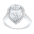 thumbnail image 3 of Halo Pear Teardrop Bridal Ring Round CZ 925 Sterling Silver Size 5, 3 of 6