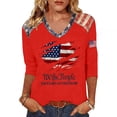 thumbnail image 2 of Trgacdwlo S-5XL 250th Anniversary USA Shirt Women Flag Print V Neck 3/4 Sleeve Patriotic Shirts Memorial Day 1776-2026 4th of July Shirts, 2 of 5