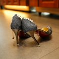 thumbnail image 5 of Talons Hauts de Haute Qualité pour Femmes Chaussures Noires Or Argent 38, 5 of 5