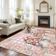 thumbnail image 3 of Valentine's Day Area Rug 5x8 Washable Rug Non Slip Pink Gnomes Rose Flowers Buffalo Plaid Large Area Rug Soft Stainresistant Indoor Floor Carpet for Living Room Bedroom Home Office Dining Room, 3 of 8