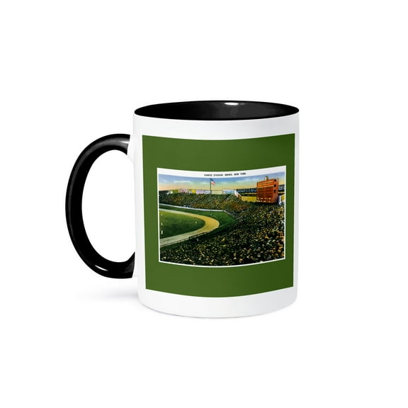 3dRose, Baseball Stadium, Bronx, New York City Vintage Postcard Reproduction, 11oz Two-Tone Black Mug