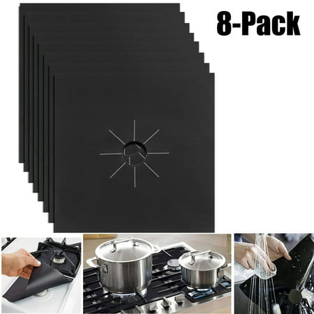 8Pcs Stove Burner Covers, Justdolife Reusable Square Gas Range Protector Heat Resistant Non-stick Stove Liner Covers for Kitchen Easy to Clean 11'' x (Best Way To Clean Oven Burners)